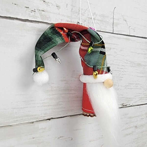 "Plaid 3" Gnome Ornament - Image 3