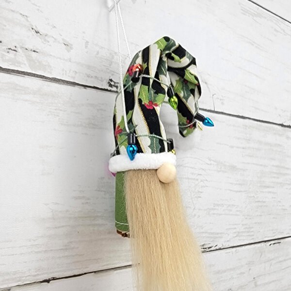 "Striped Holly 3" Gnome Ornament - Image 2