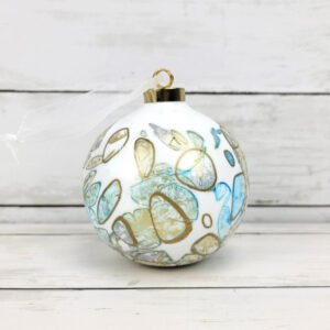 "Aqua Blue 1" Lg Bauble Ceramic Ornament