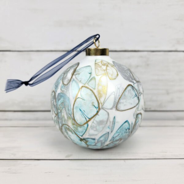 "Aqua Blue 2" Lg Bauble Ceramic Ornament
