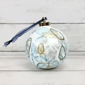 "Aqua Blue 3" Lg Bauble Ceramic Ornament