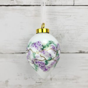 "Green & Purple 1" Lg Teardrop Ceramic Ornament
