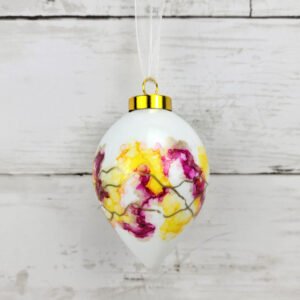 "Fuchsia & Yellow 1" Lg Teardrop Ceramic Ornament