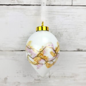 "Orange & Pink 1" Lg Teardrop Ceramic Ornament