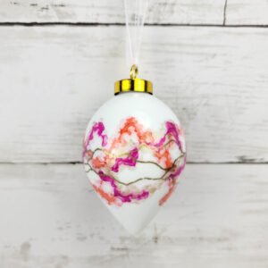 "Fuchsia & Coral 1" Lg Teardrop Ceramic Ornament