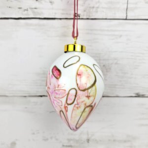 "Red & Yellow 1" Lg Teardrop Ceramic Ornament