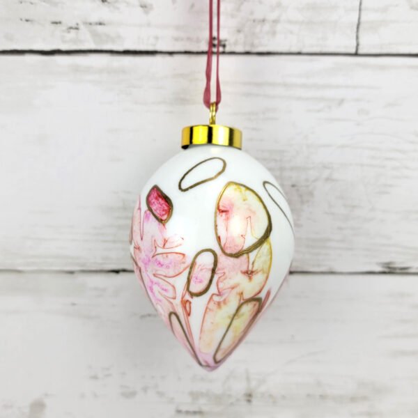 "Red & Yellow 1" Lg Teardrop Ceramic Ornament