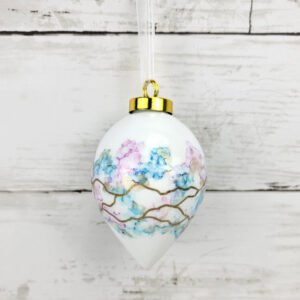 "Pink & Blue 2" Lg Teardrop Ceramic Ornament