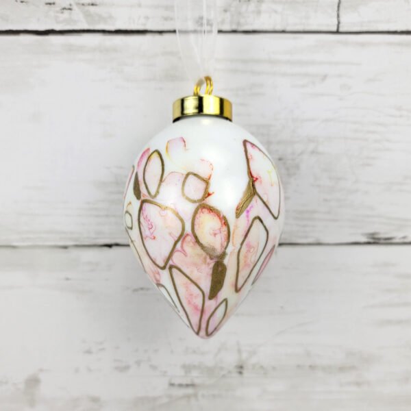 "Pink & Orange 1" Lg Teardrop Ceramic Ornament