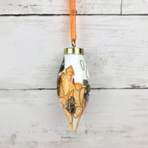 "Orange 1" Sm Teardrop Ceramic Ornament