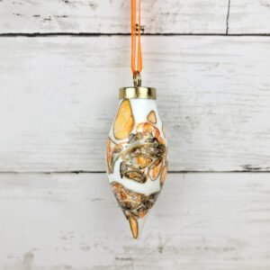"Orange 4" Sm Teardrop Ceramic Ornament