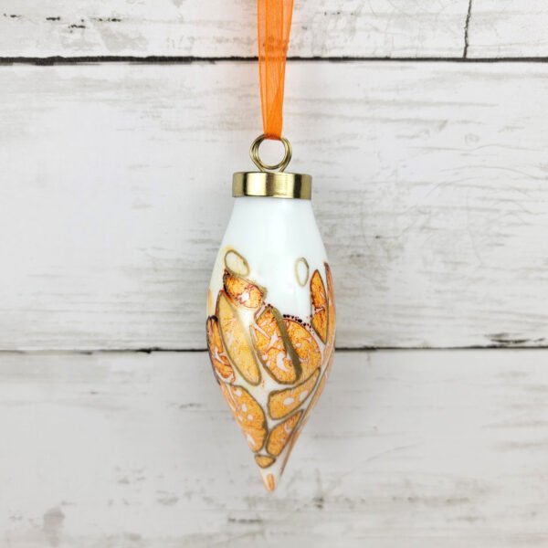 "Orange 3" Sm Teardrop Ceramic Ornament