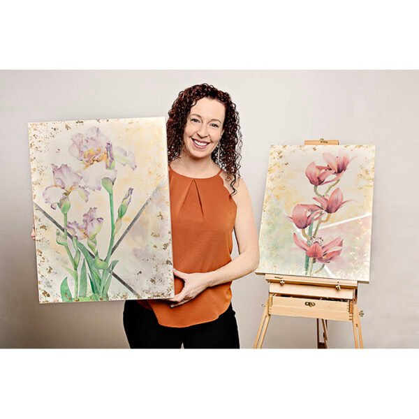 "Pink Iris" Original Watercolor Painting - Image 8
