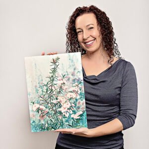 "Flowering Pink Bush" Original Alcohol Ink Painting - Image 3