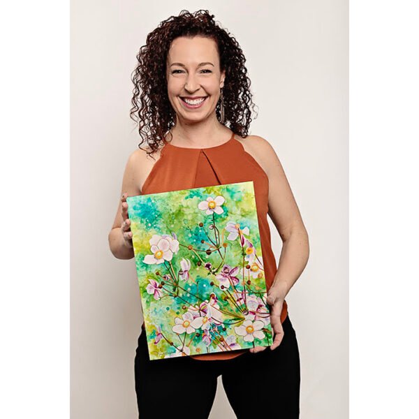 "Vibrant Wildflowers" Original Alcohol Ink Painting - Image 2