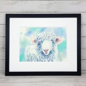 "Too Wool for School" Sheep Watercolor Painting