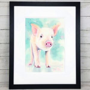 "Love at First Oink" Piglet Watercolor Painting