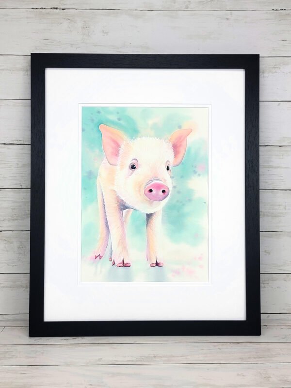 "Love at First Oink" Piglet Watercolor Painting