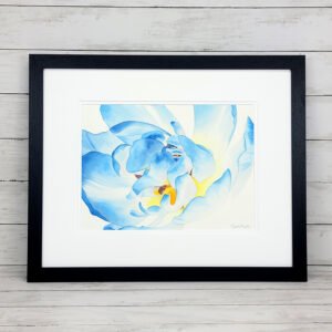 "Quiet Renewal" Blue Daffodil Watercolor Painting