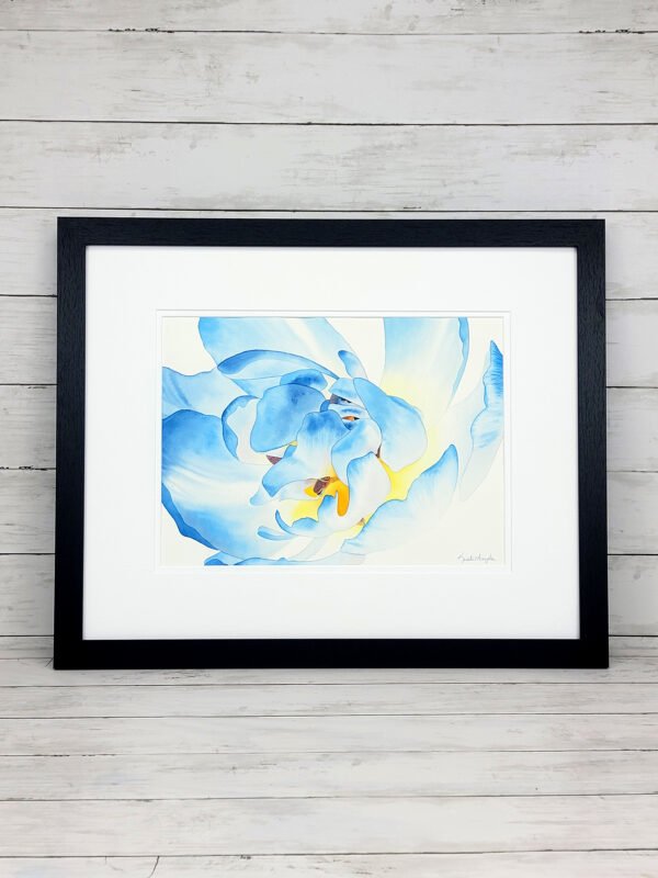 "Quiet Renewal" Blue Daffodil Watercolor Painting