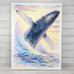 "A Quiet Breakthrough" Humpback Whale Watercolor Painting