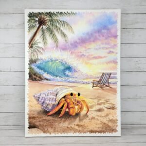 "Salt & Time" Hermit Crab Watercolor Painting