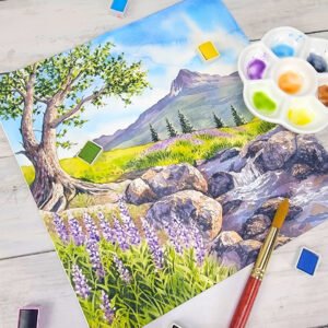 "Lupine Meadow" Original 10 x 10 Watercolor Painting