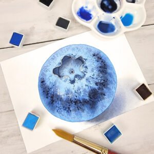 "Blueberry" Original 5 x 7 Watercolor Painting