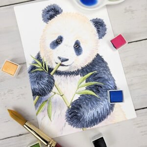 "Panda" Original 5 x 7 Watercolor Painting