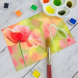 "Red Poppy" Original 5 x 7 Watercolor Painting