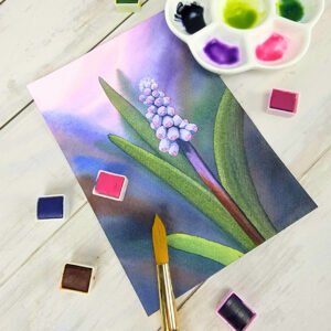 "Grape Hyacinth" Original 5 x 7 Watercolor Painting